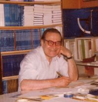 Edoardo Bresci a Torino, nella sede della sua casa editrice in via Vespucci, nel 1980